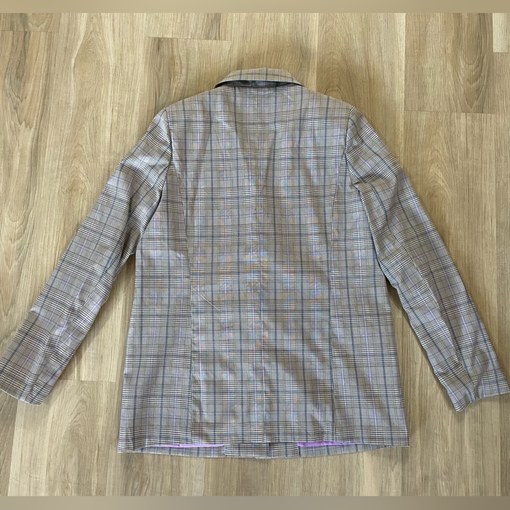 NASTY GAL Granddad Check Extreme Oversized Blazer Size US4 - Picture 3 of 11